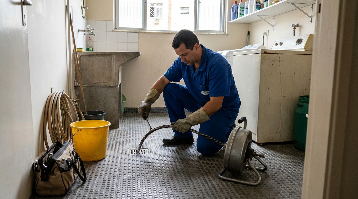 Desentupimento de ralo profissional em São José‑SC