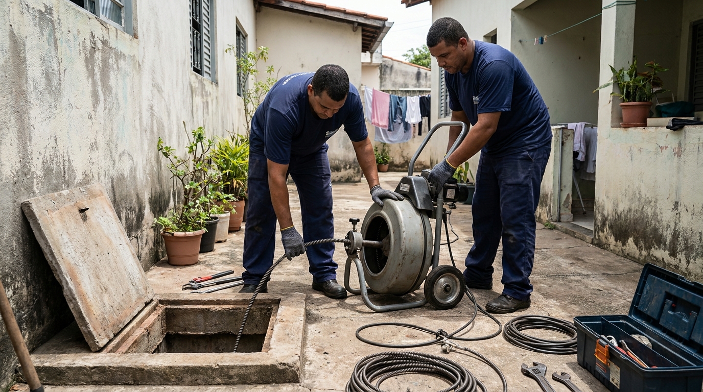 Desentupimento de rede de esgoto em São José‑SC