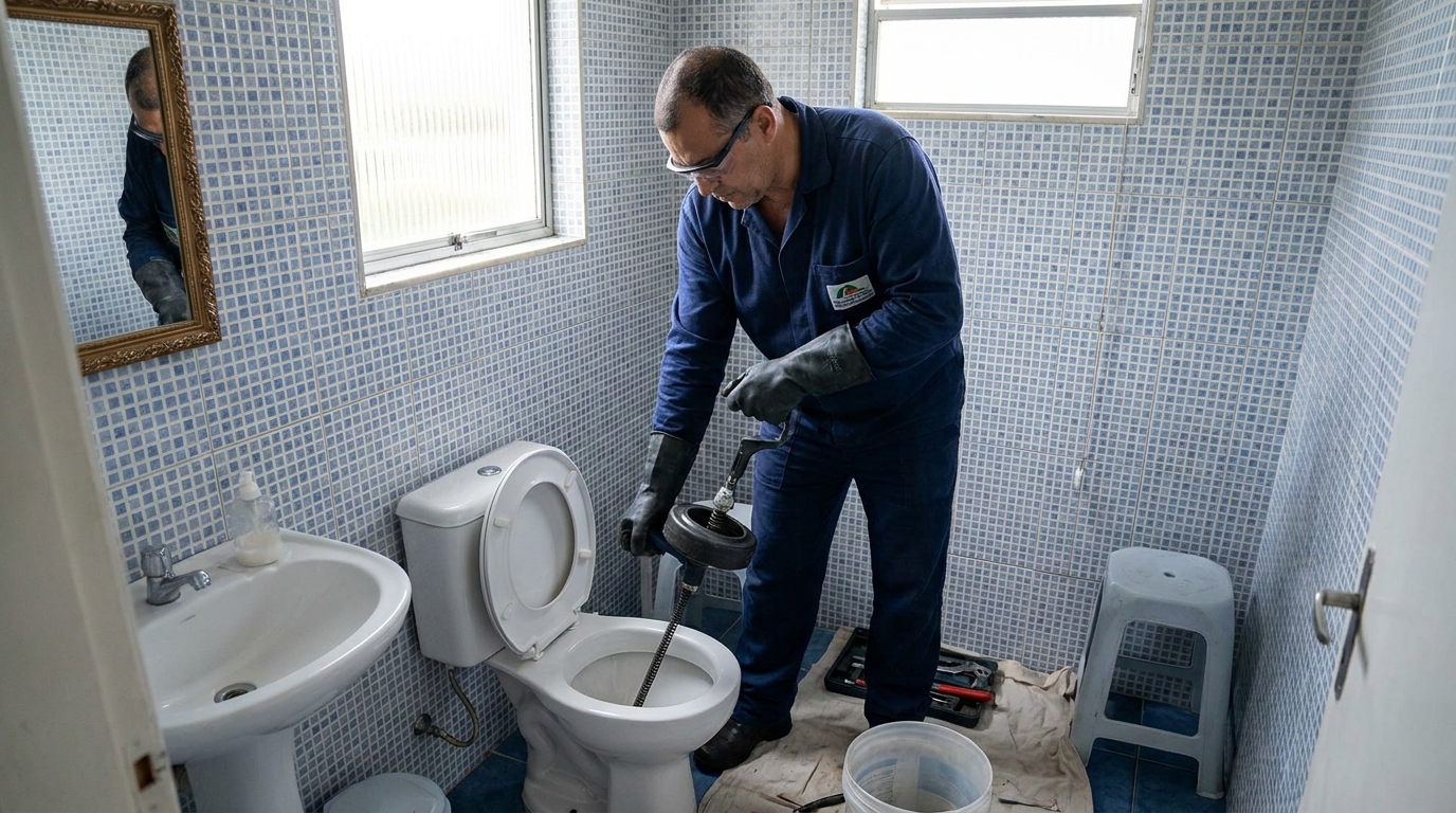 Desentupimento de vaso profissional em São José‑SC