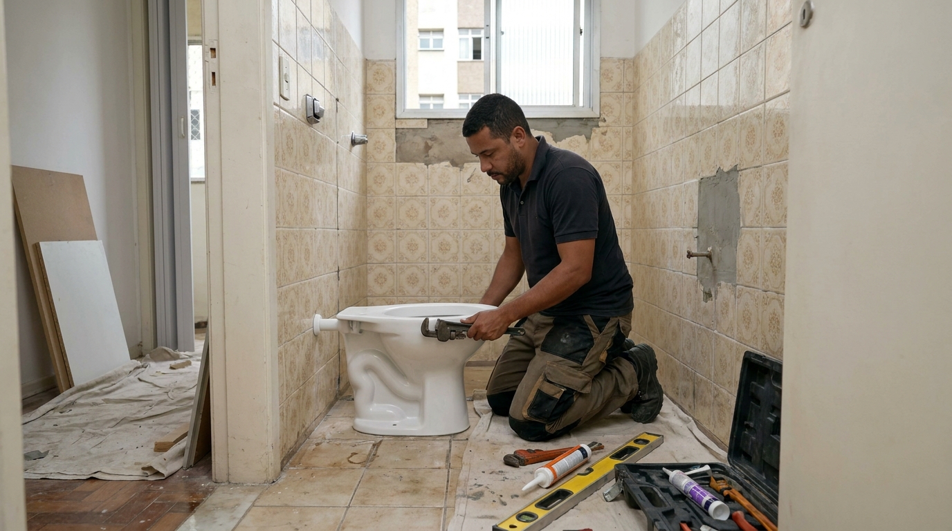 Instalação de vaso sanitário profissional em São José‑SC
