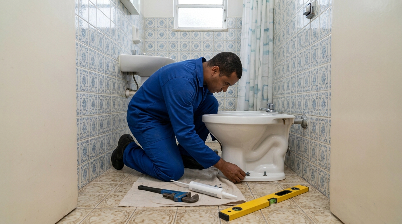 Instalação de vaso sanitário residencial em São José‑SC